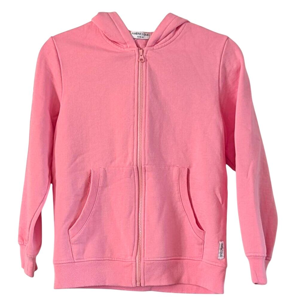 Girls Pink Zip Up  Hoodie XL 10-12 Lightweight Hooded Sweatshirt School Layer
